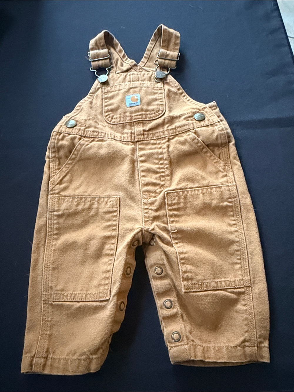 Carhartt Kids Tan Duck Overalls with Pockets